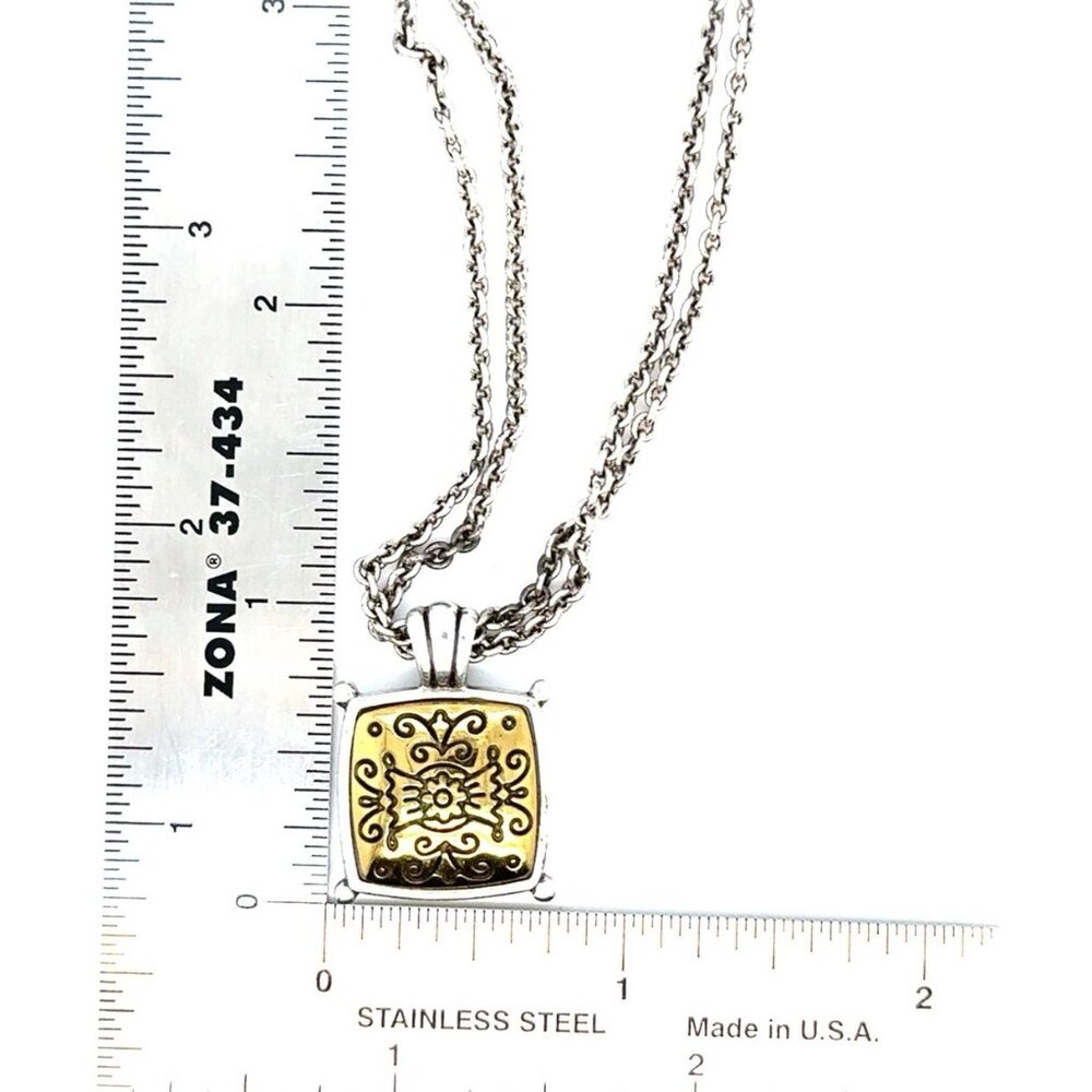 Brighton Multi Strand Two-Tone Square Necklace - Picture 7 of 8